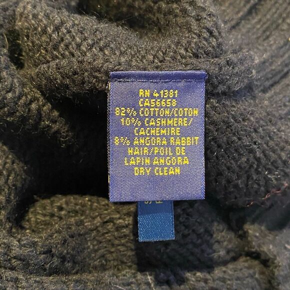 Women's Polo Ralph Lauren Fair Isle Wool Blend Crewneck Large Sweater Black Blue - Picture 12 of 12